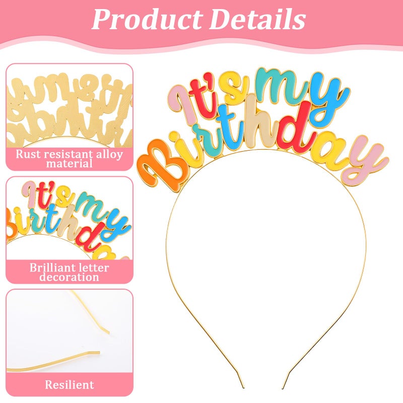 Qulkws Birthday Crown and Sash Set for Women, Headband Set, Happy Birthday Crowns, Tiara Crowns, B-day Accessories, Rainbow B-day Headband for Women - Image 3
